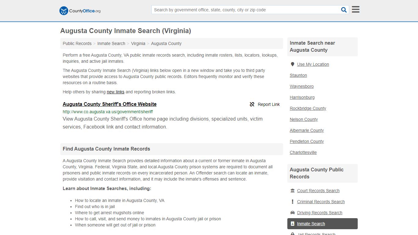 Inmate Search - Augusta County, VA (Inmate Rosters & Locators)